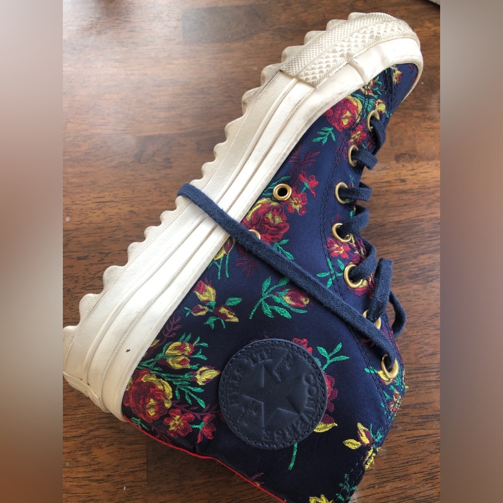 Converse Platforms Navy Floral High-Tops